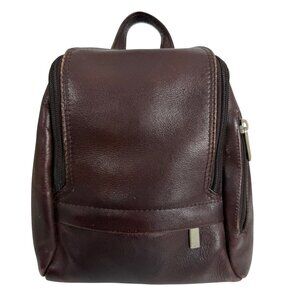 Wilsons Leather Brown Leather Mini Zip Strap Backpack Shoulder Bag Vintage